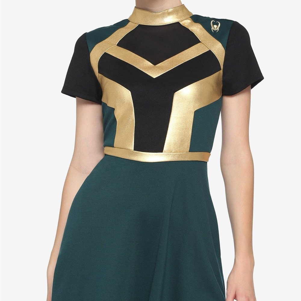 Her Universe Marvel Loki Mock Neck Mesh Panel Dress NWT IN BAG size medium